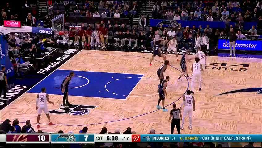 NBA战报｜贝恩35分+致命三分！魔术主场128-122险胜骑士，哈登空砍30+6+8