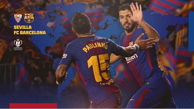 国王杯决赛巴萨5-0横扫塞维利亚梅西传射伊涅斯塔完美告别